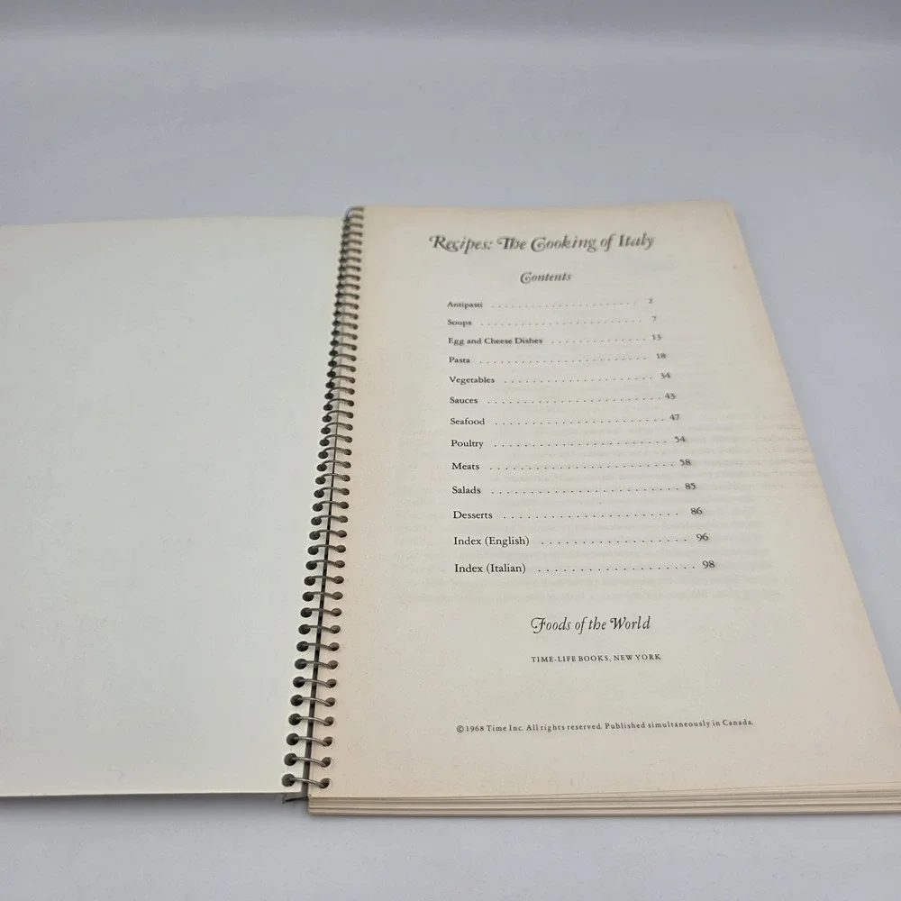 Recipes: The Cooking of Italy Foods of the World by Time Life Books 1968